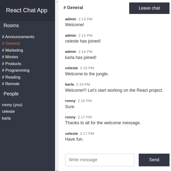 React Chat project preview